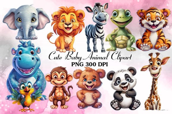 Adorable Graphics for Every Project: Baby Animal Sublimation Clipart Bundle