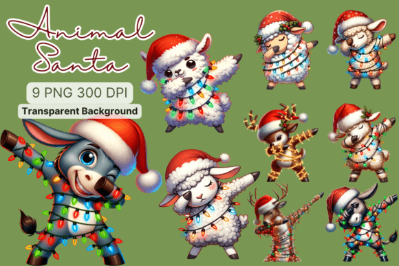 Animal Dabbing Christmas Santa Hat: Festive Fun for Your Designs