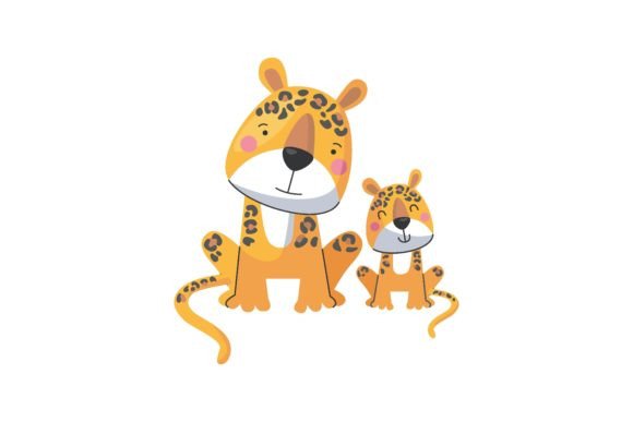 Animal Leopard Cheetah Mom and Baby, Cut: A Whimsical Asset