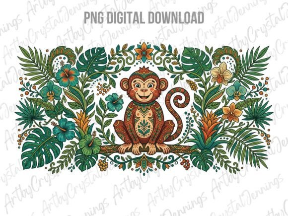 Boho Tropical Monkey Animal Floral PNG: Unleash Your Creativity