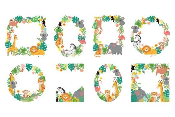 Bring the Wild to Life with Cartoon Animals Frame. Jungle Animal