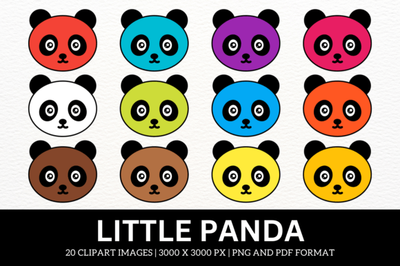 Colorful Little Panda Animal Cliparts: A Versatile Design Asset
