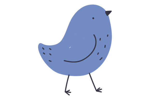 Cute Blue Bird: A Playful Decorative Baby Animal Typeface